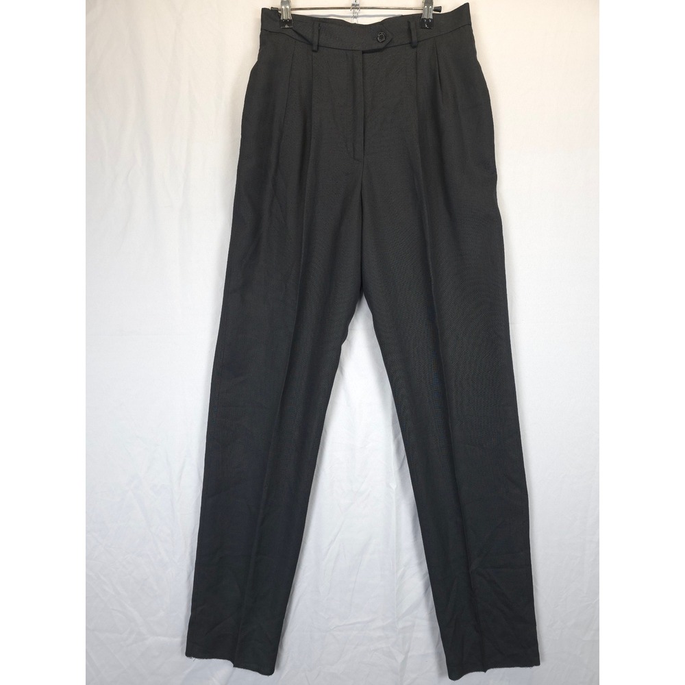 Barrie Pace‎ Black Pleated Dress Pants Women 8 Linen Blend High Waist Slacks